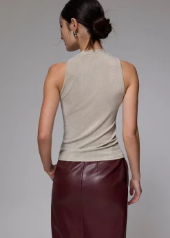 Fitted Jersey Mock Neck Top
