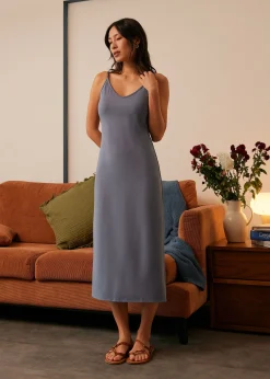Fitted V-neck Jersey Midaxi Dress