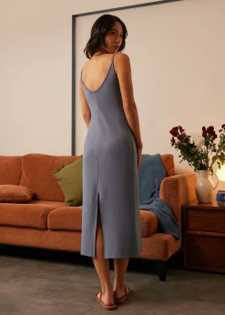 Fitted V-neck Jersey Midaxi Dress
