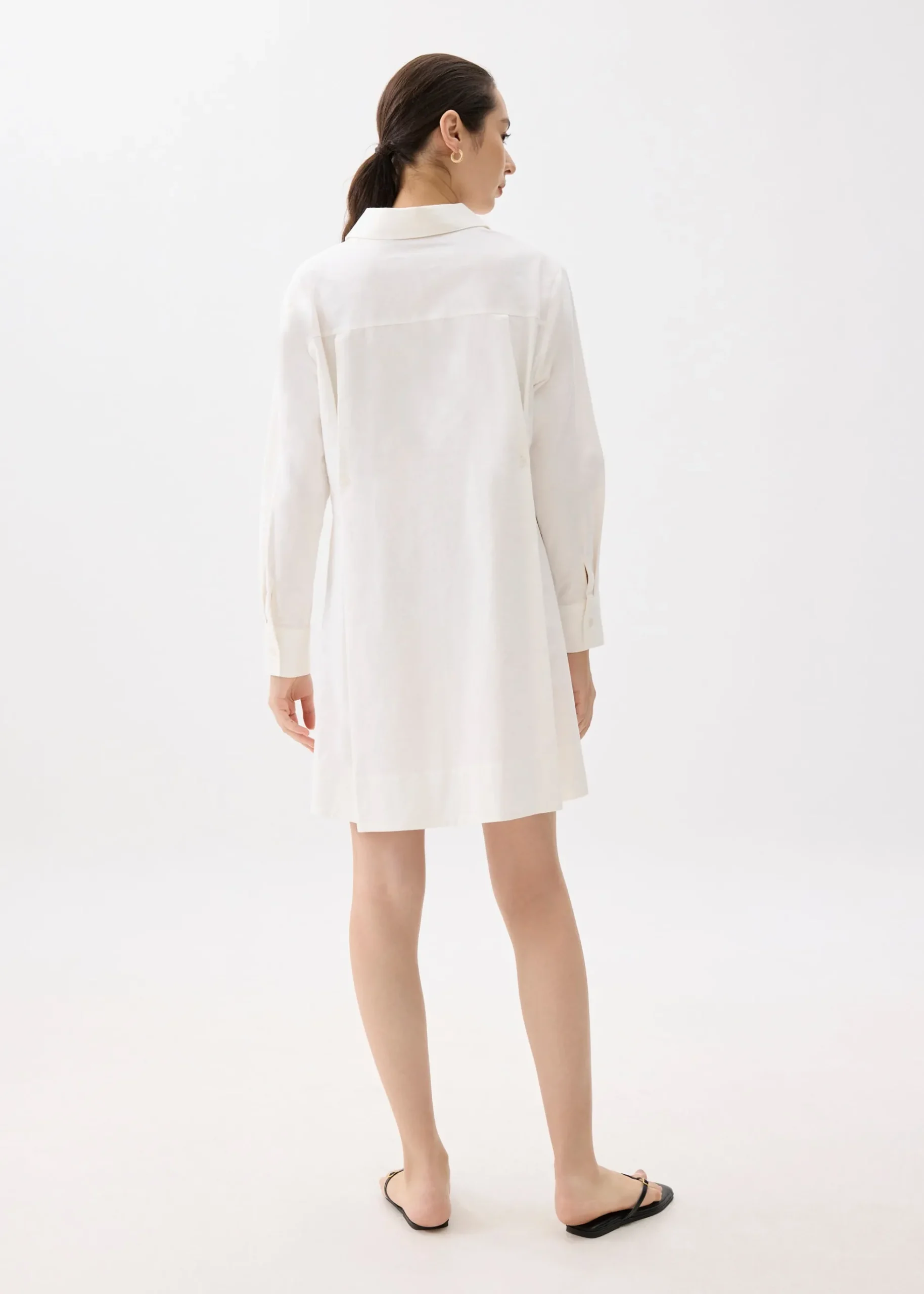 Flare Collared Mini Shirt Dress