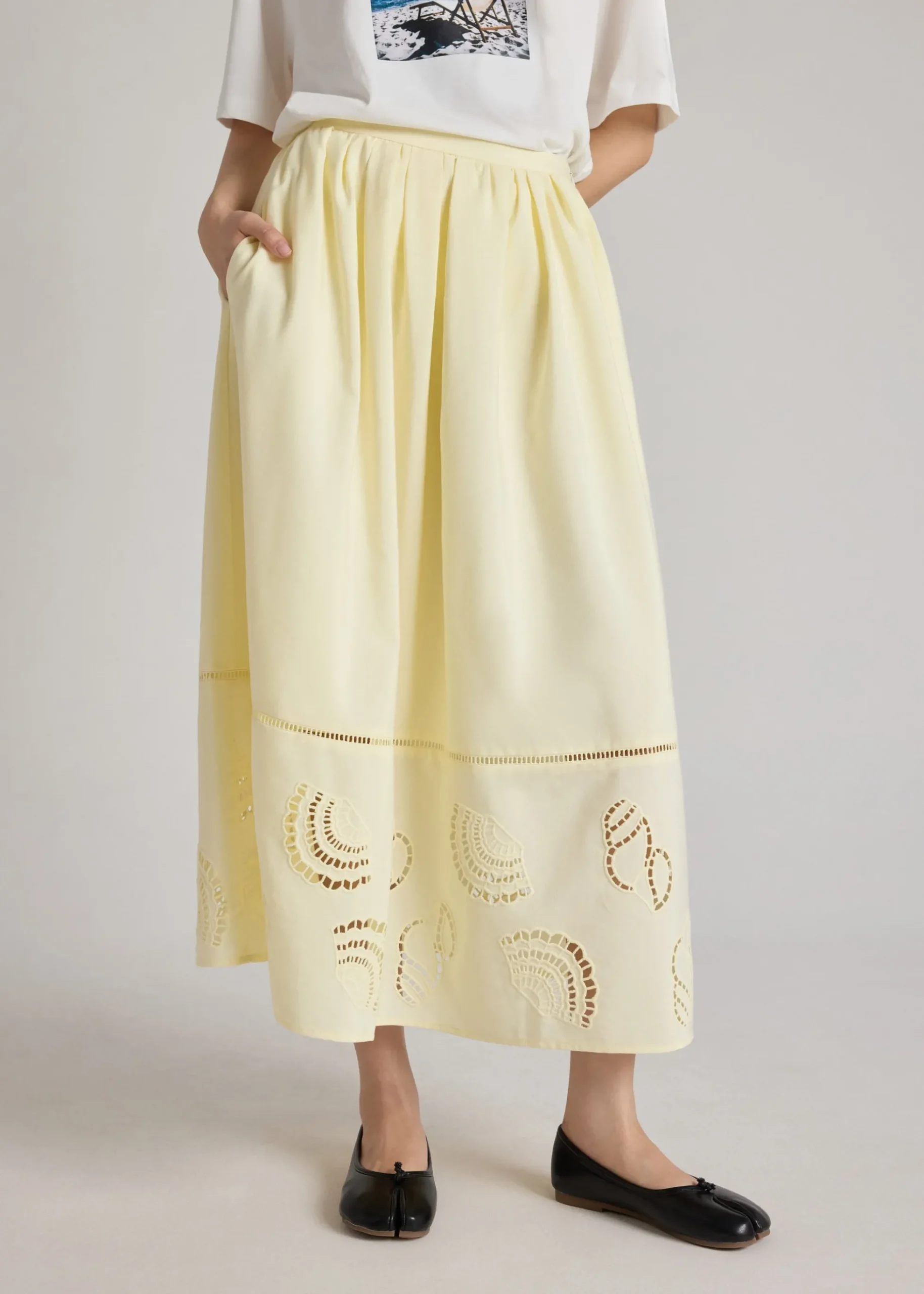 Flare Skirt in Tidal Escape Broderie
