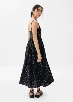 Floral Cotton Fit & Flare Midaxi Dress