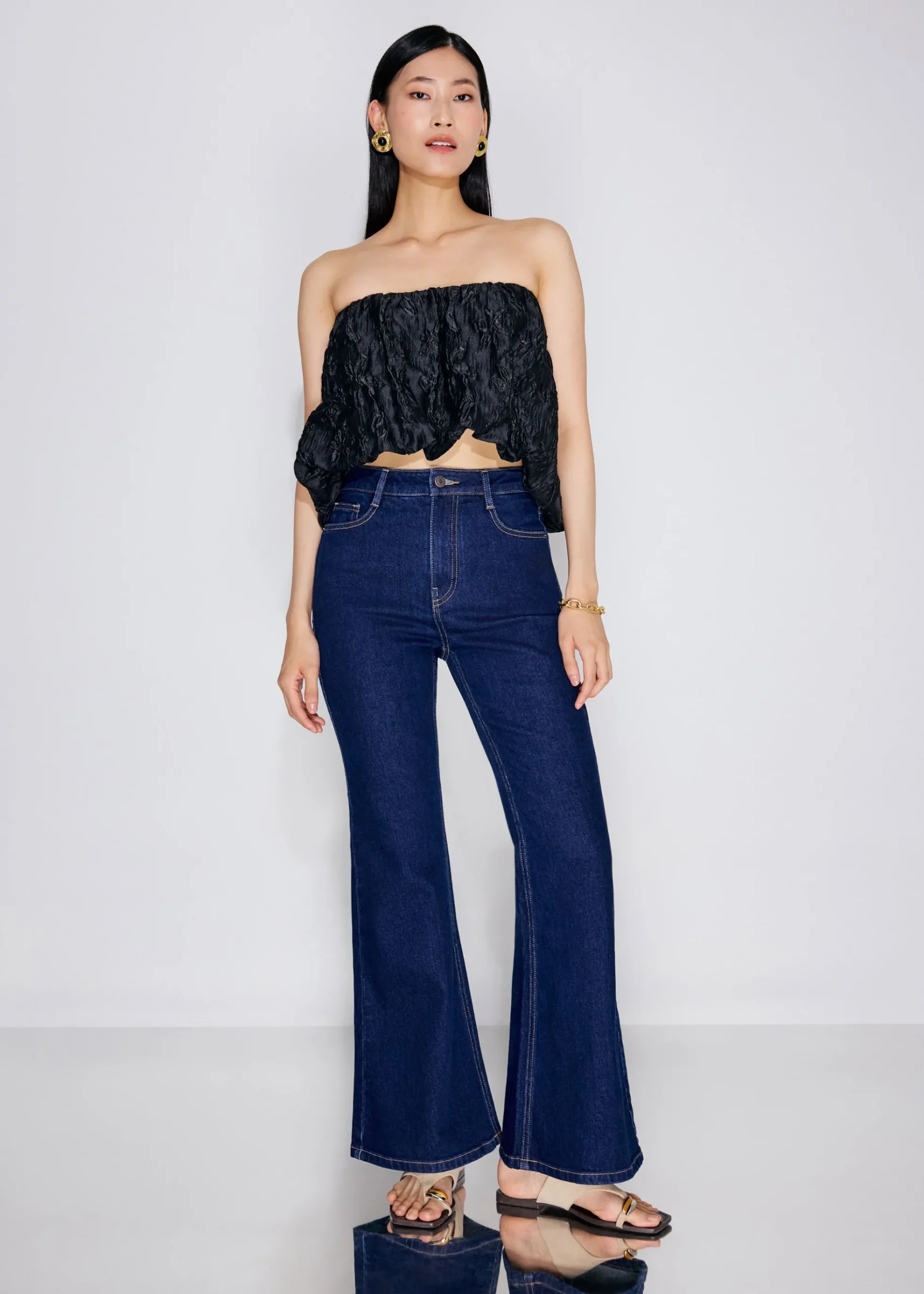 Floral Jacquard Tube Crop Top