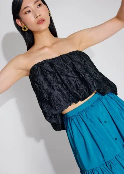 Floral Jacquard Tube Crop Top