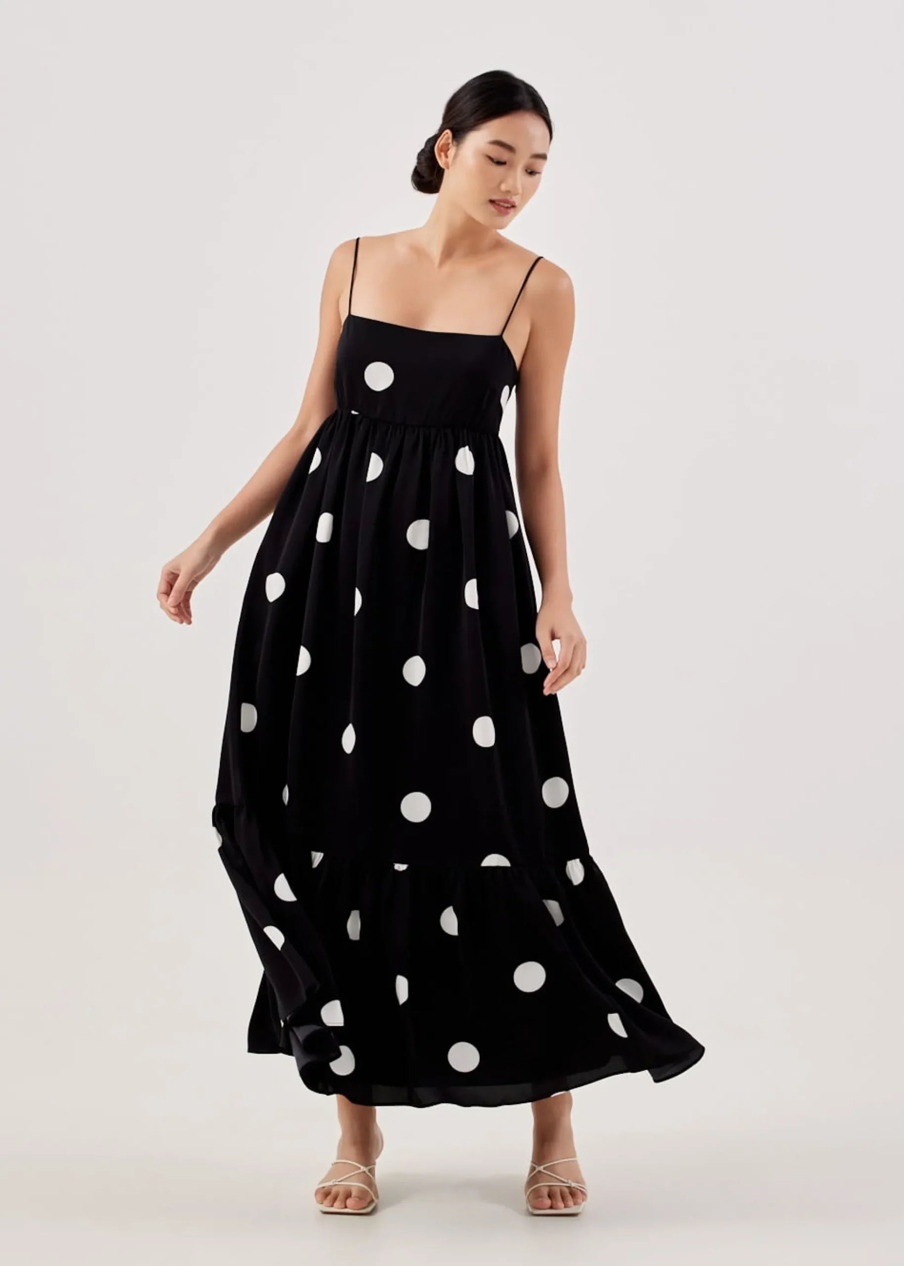 Flyn Polka Dot Babydoll Maxi Dress