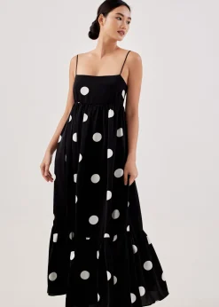 Flyn Polka Dot Babydoll Maxi Dress