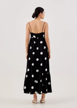Flyn Polka Dot Babydoll Maxi Dress