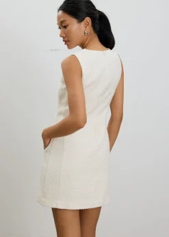 Fran Notched Ribbon Tweed Shift Mini Dress