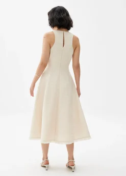 Fray Tweed Fit & Flare Midi Dress