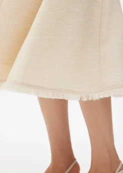 Fray Tweed Fit & Flare Midi Dress