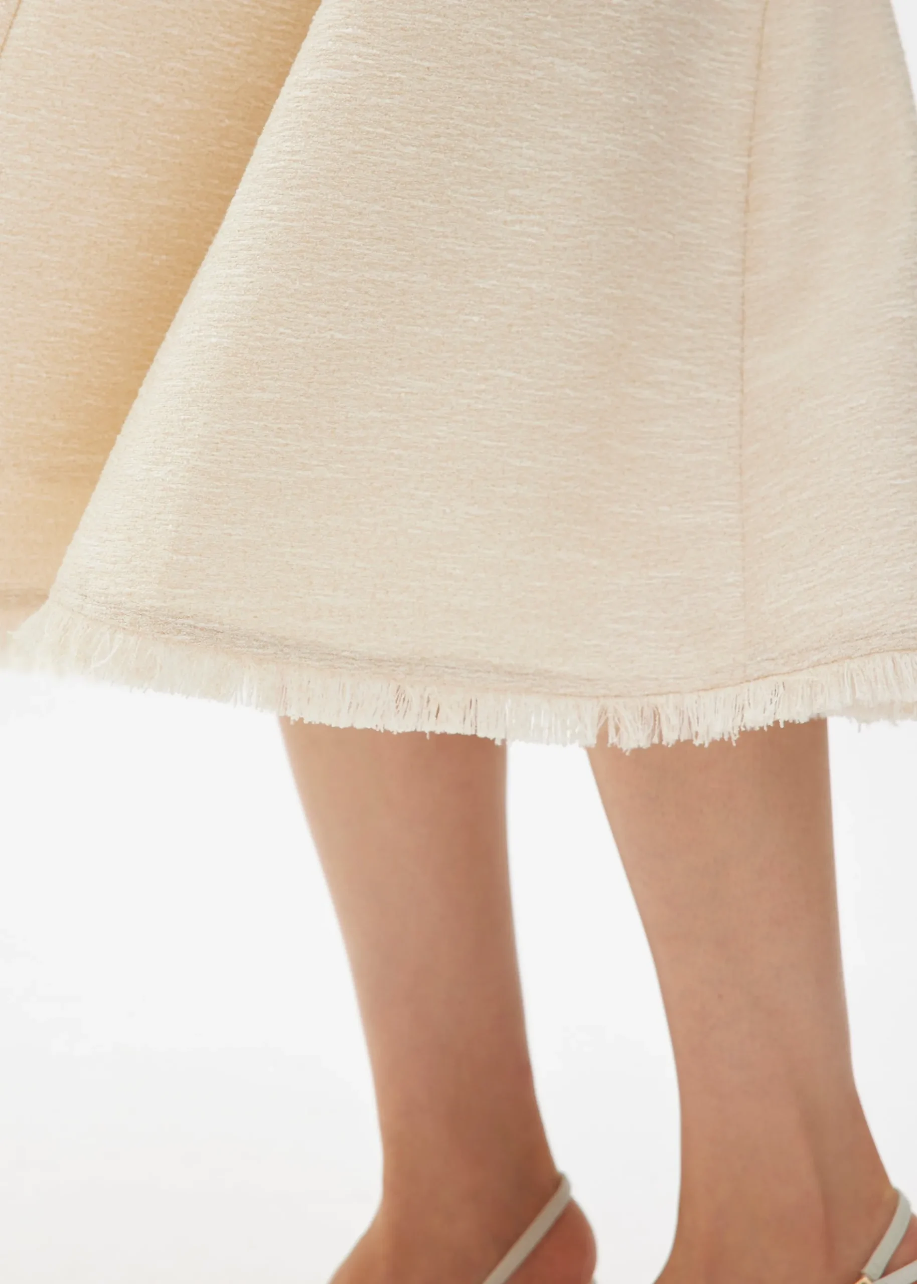 Fray Tweed Fit & Flare Midi Dress
