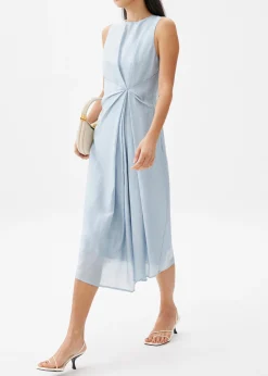 Front Pleat Column Midaxi Dress