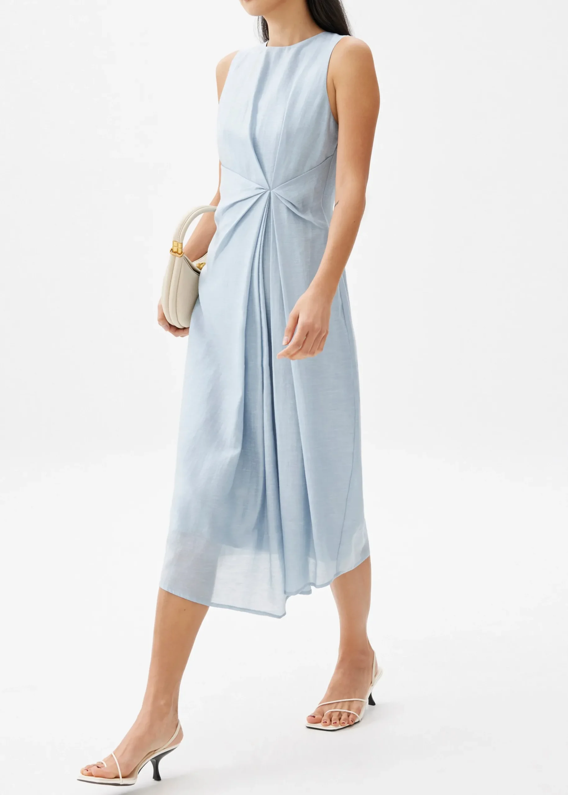 Front Pleat Column Midaxi Dress