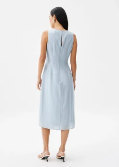 Front Pleat Column Midaxi Dress