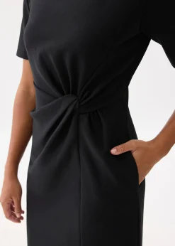 Front Twist Column Midi Dress