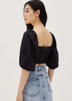 Galia Padded Linen Ruched Top