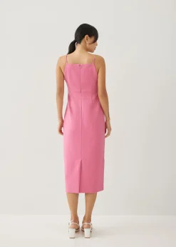 Geline Padded Tweed Column Midi Dress