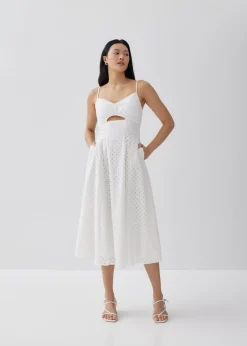 Gertrude Padded Broderie Cut Out Dress