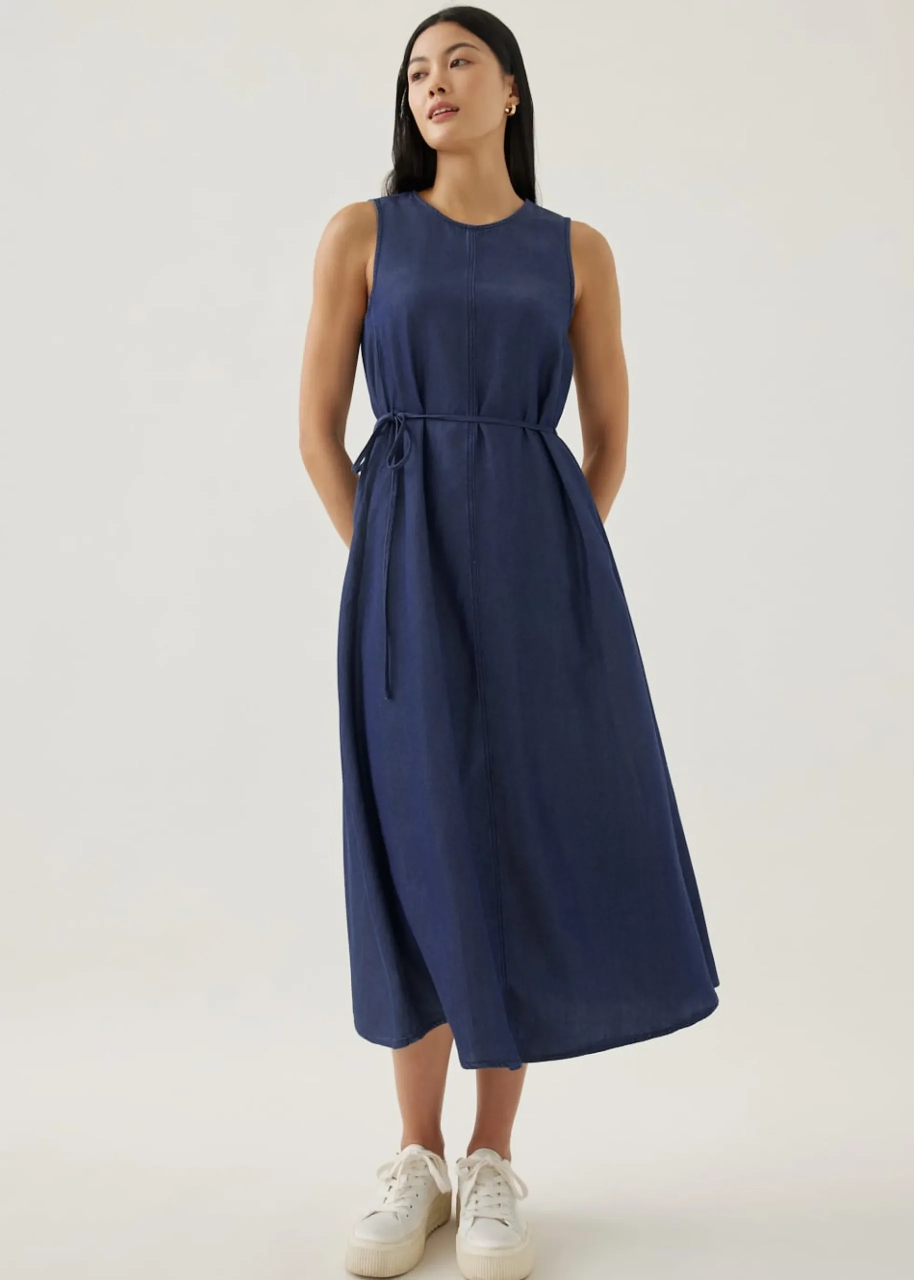 Ghia Chambray Trapeze Midaxi Dress