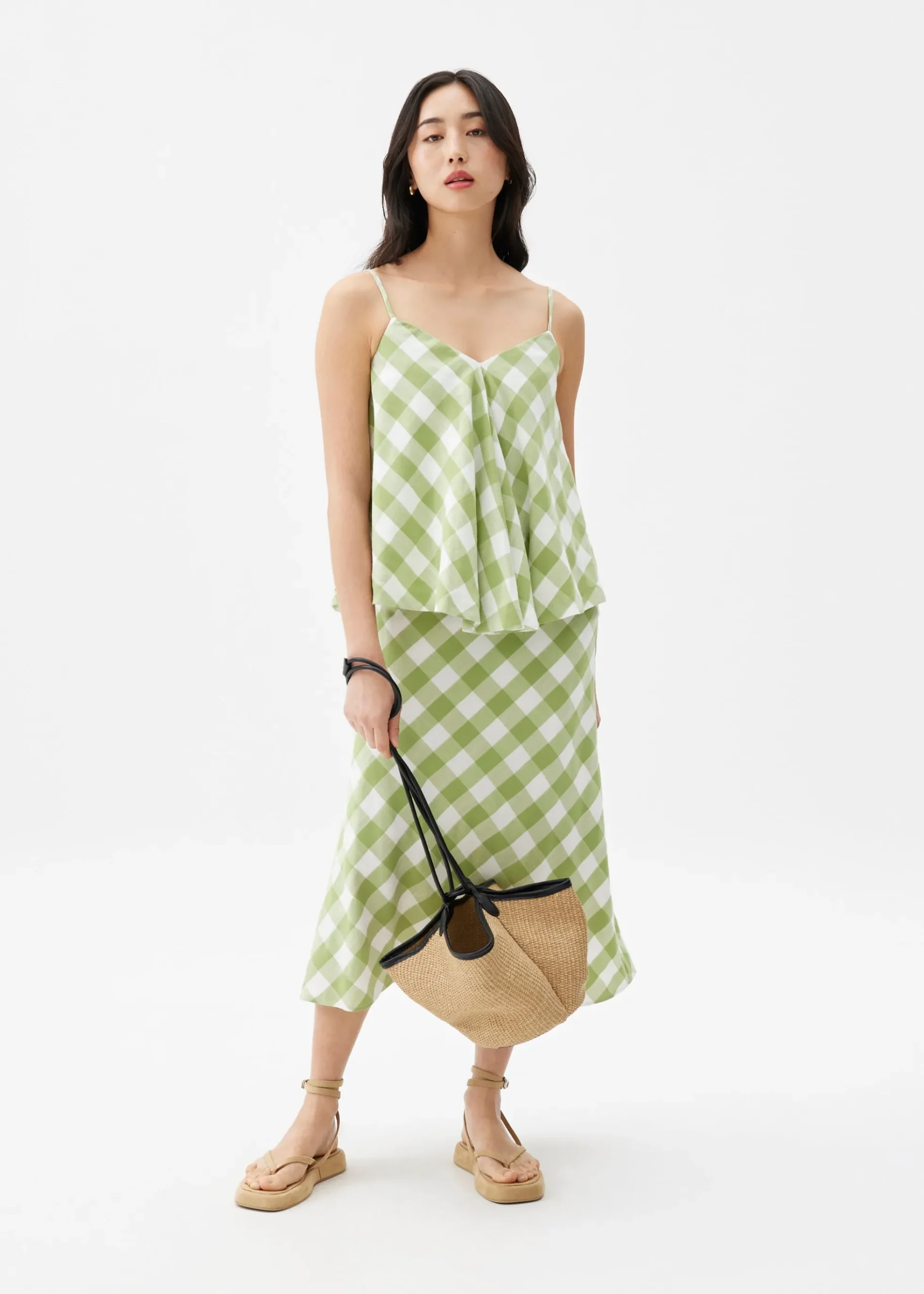 Gingham A-line Midaxi Skirt