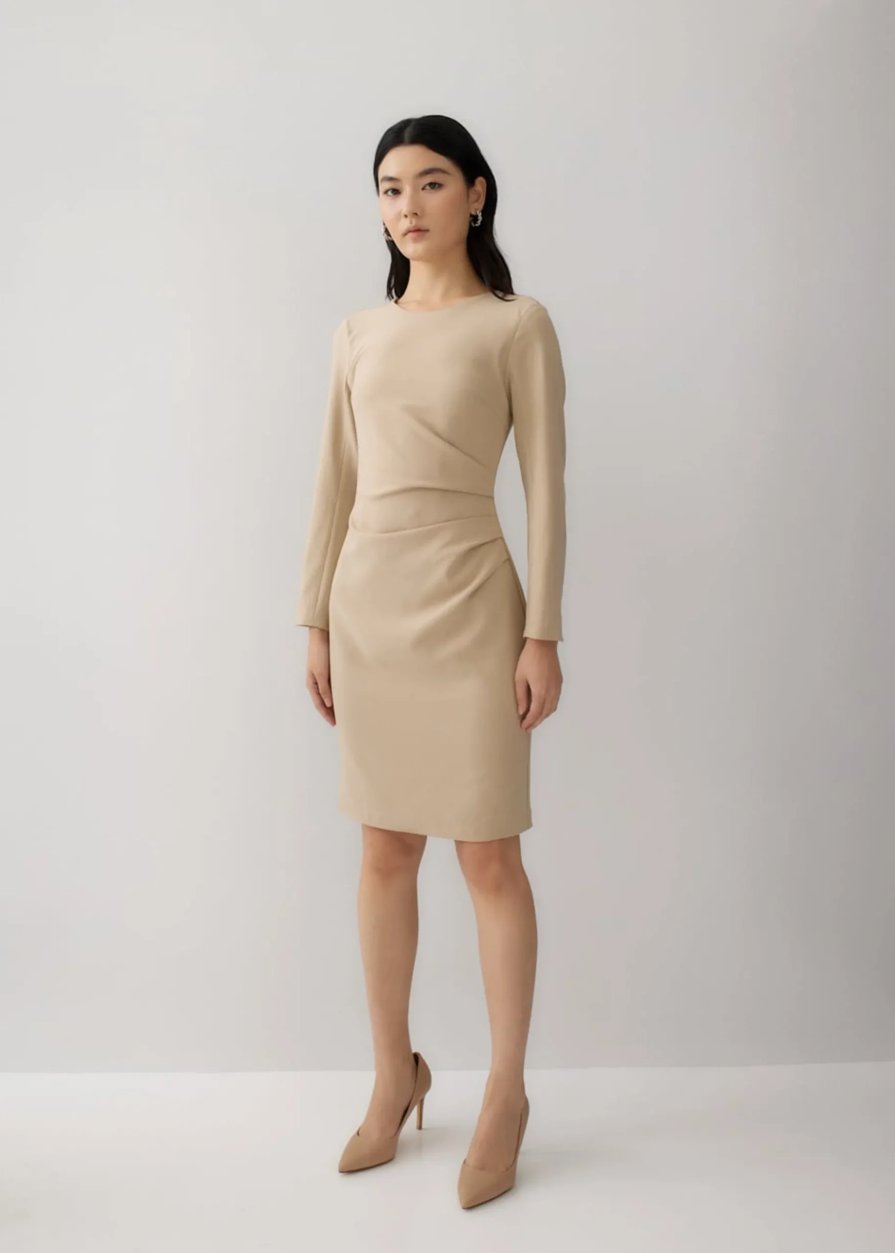 Giovanne Pleat Pencil Dress