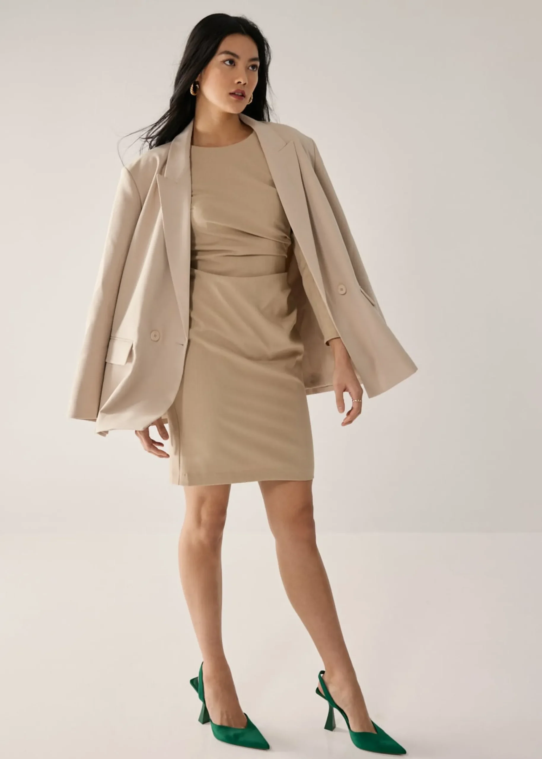 Giovanne Pleat Pencil Dress