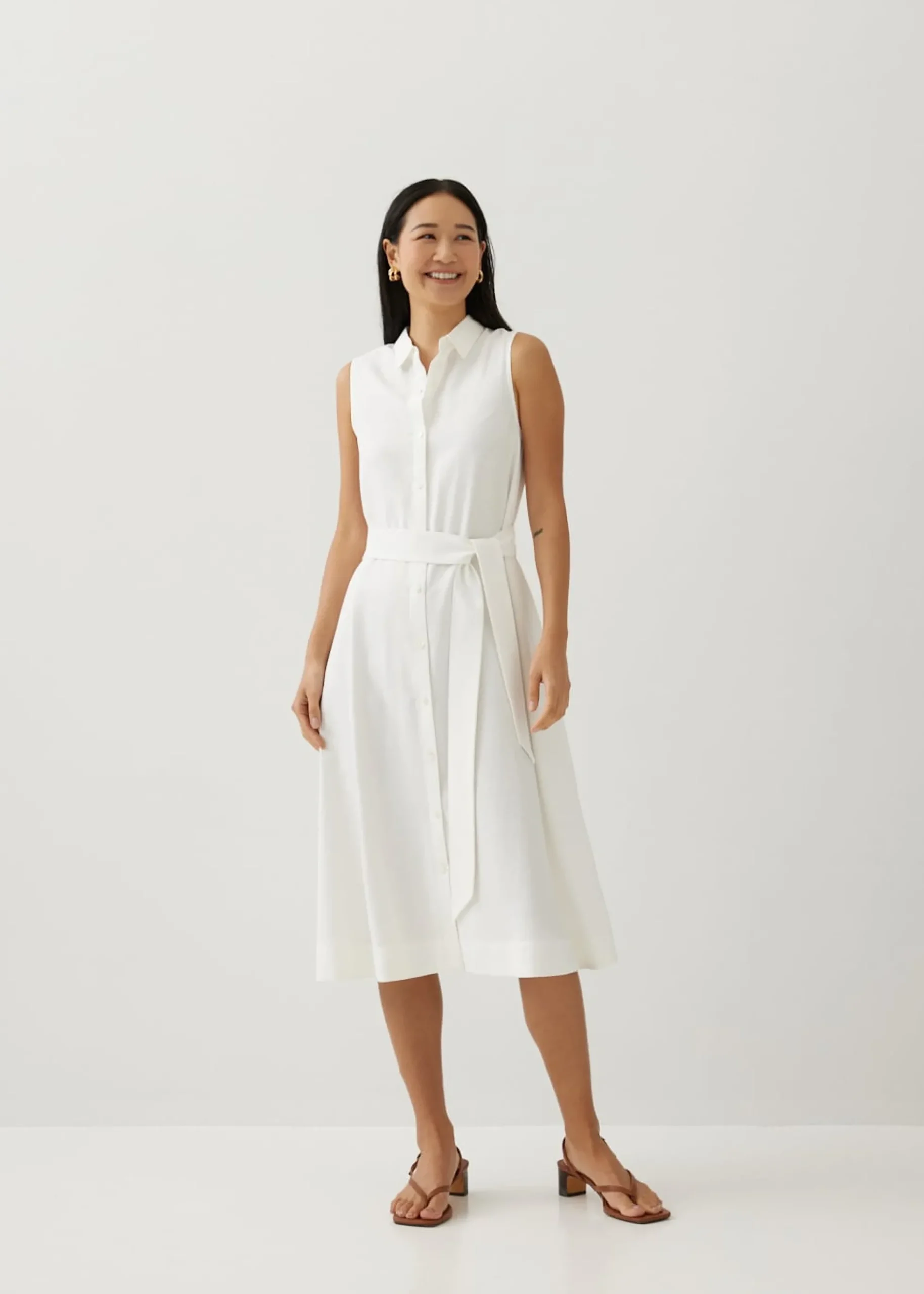 Graziela Collared Trapeze Midi Dress