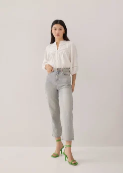 Guada Lace Trim Puff Sleeve Blouse