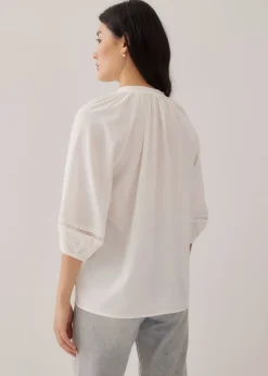 Guada Lace Trim Puff Sleeve Blouse