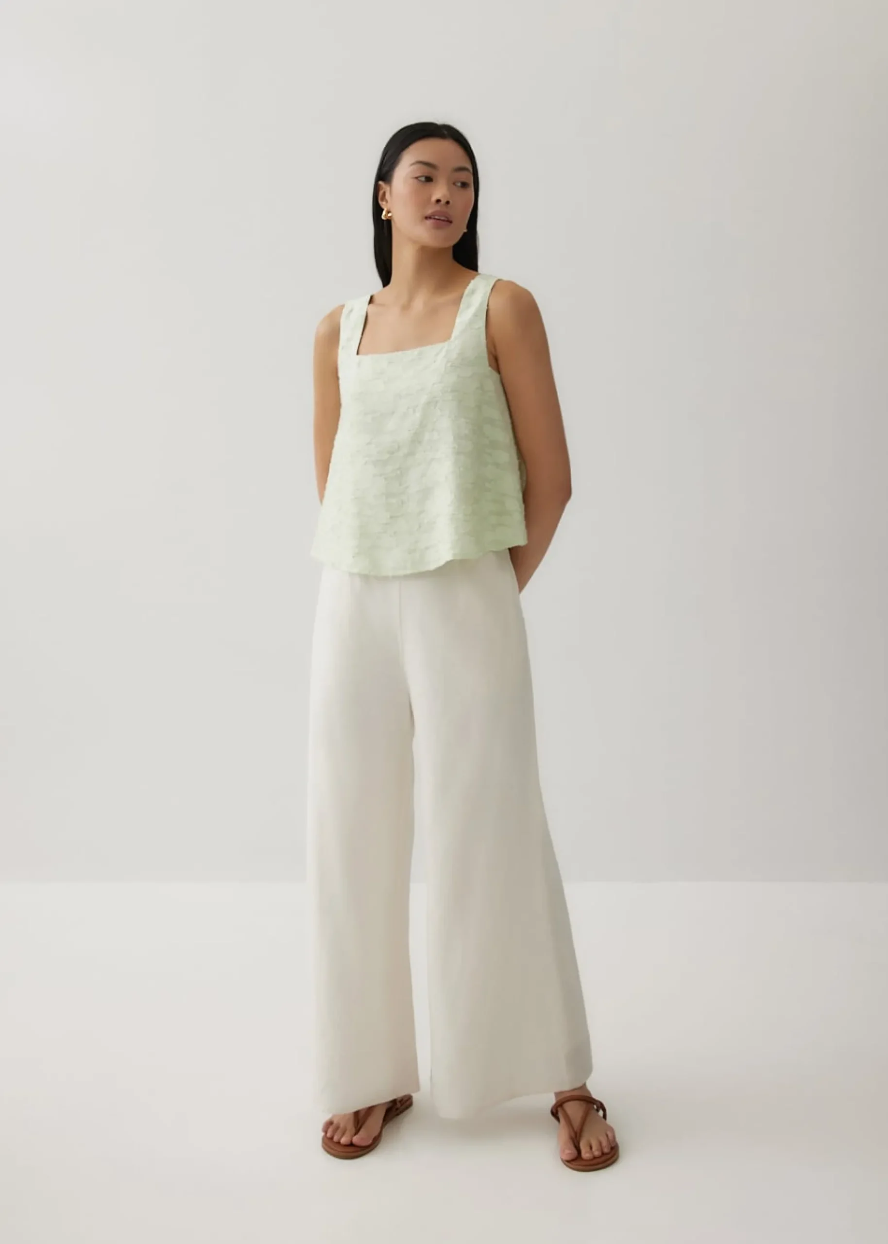 Guianna Textured Square Neck Top