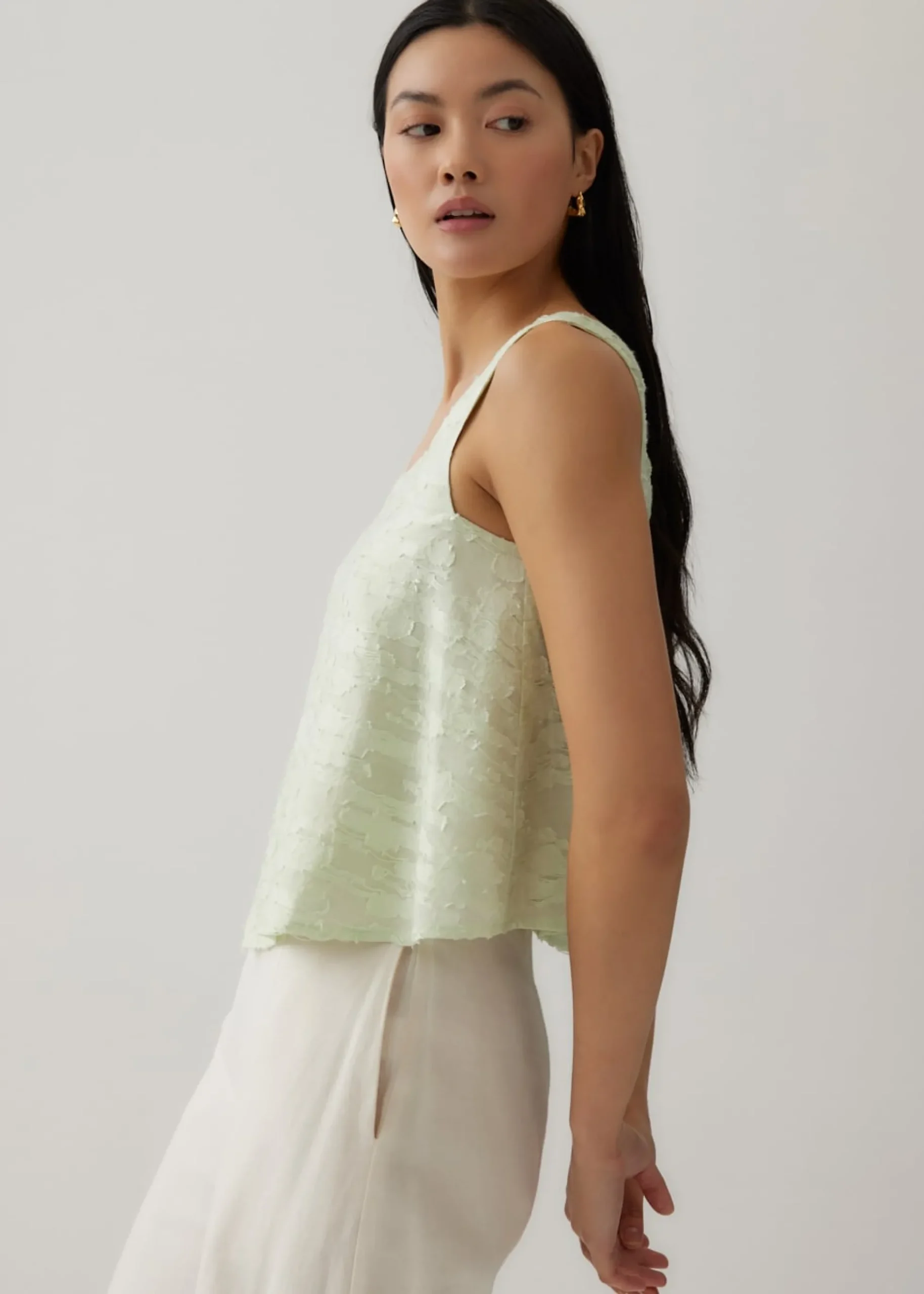 Guianna Textured Square Neck Top