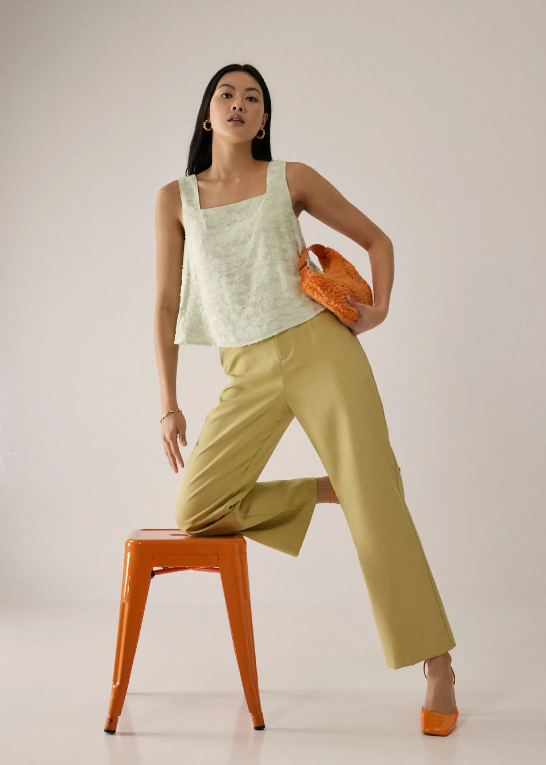Guianna Textured Square Neck Top