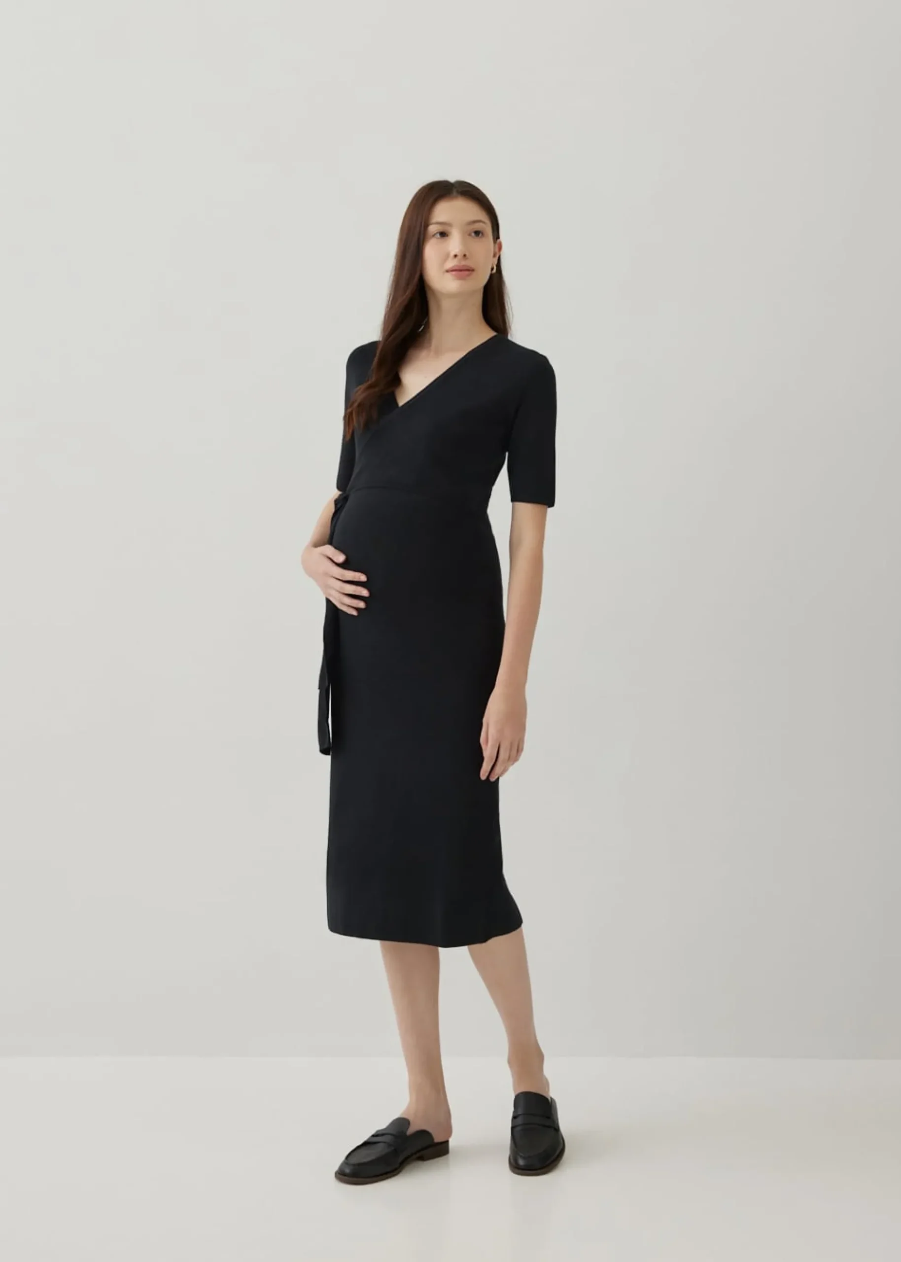 Gwyne Maternity Nursing Knit Wrap Dress