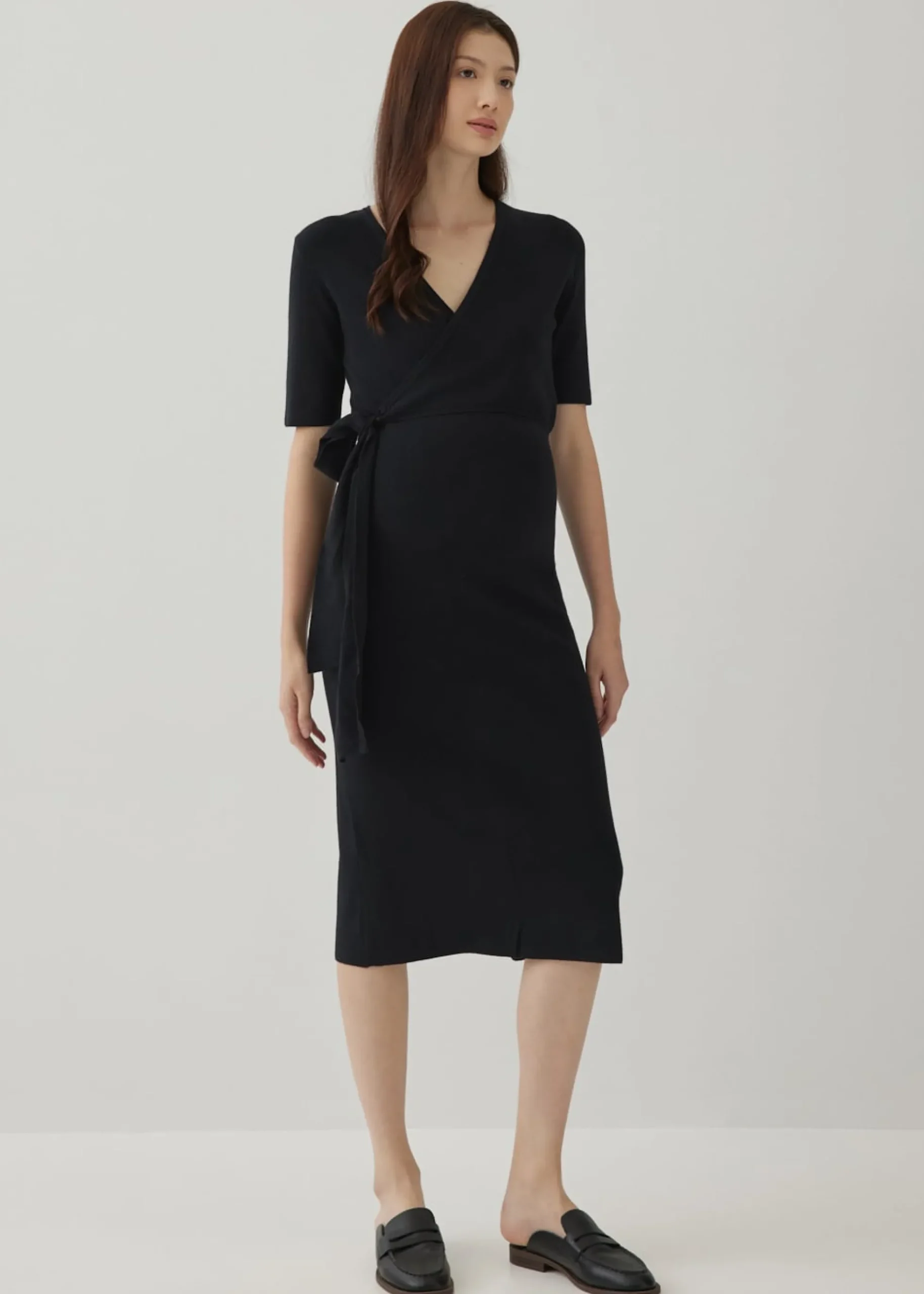 Gwyne Maternity Nursing Knit Wrap Dress