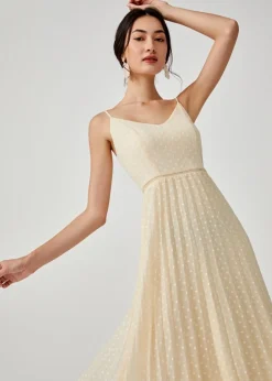 Hailey Pleated Dobby Dot Camisole Dress