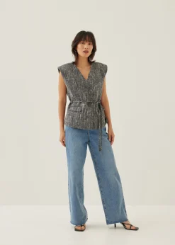Hans Tweed Shoulder Padded Tailored Top