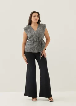 Hans Tweed Shoulder Padded Tailored Top