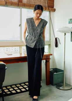 Hans Tweed Shoulder Padded Tailored Top