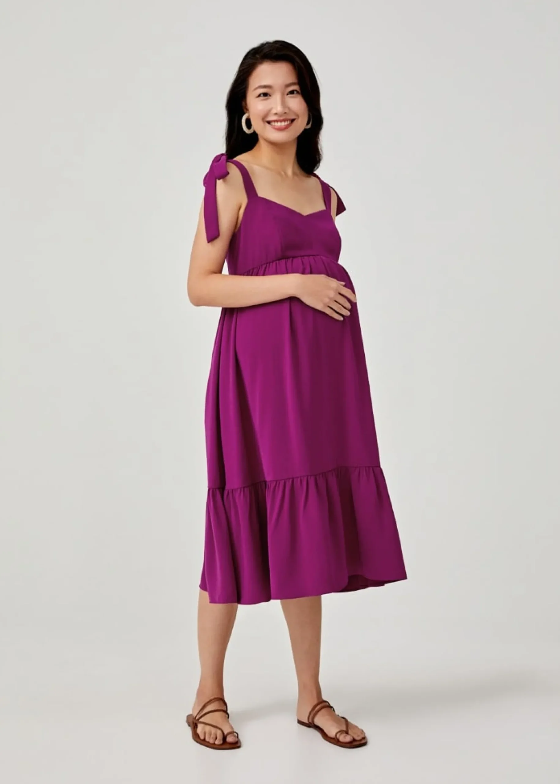 Harlyn Maternity Ribbon Tie Trapeze Dress
