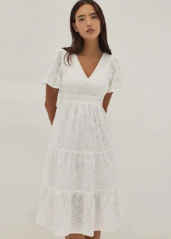 Havana Padded Broderie Tie Back Dress