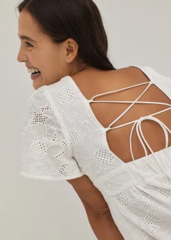 Havana Padded Broderie Tie Back Dress