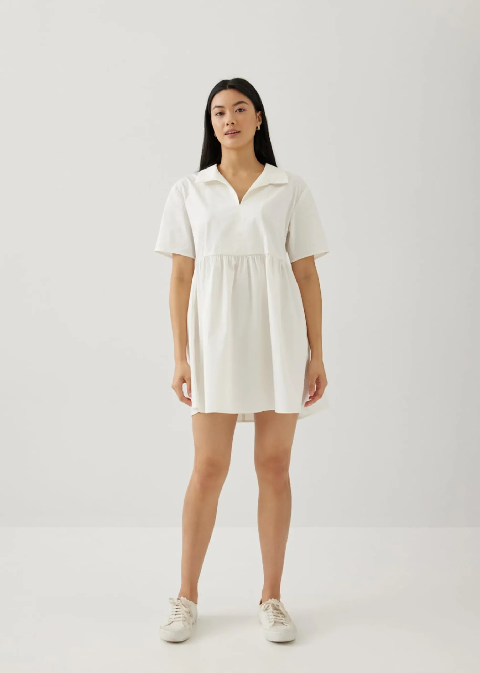 Heather Cotton Babydoll Shirt Dress