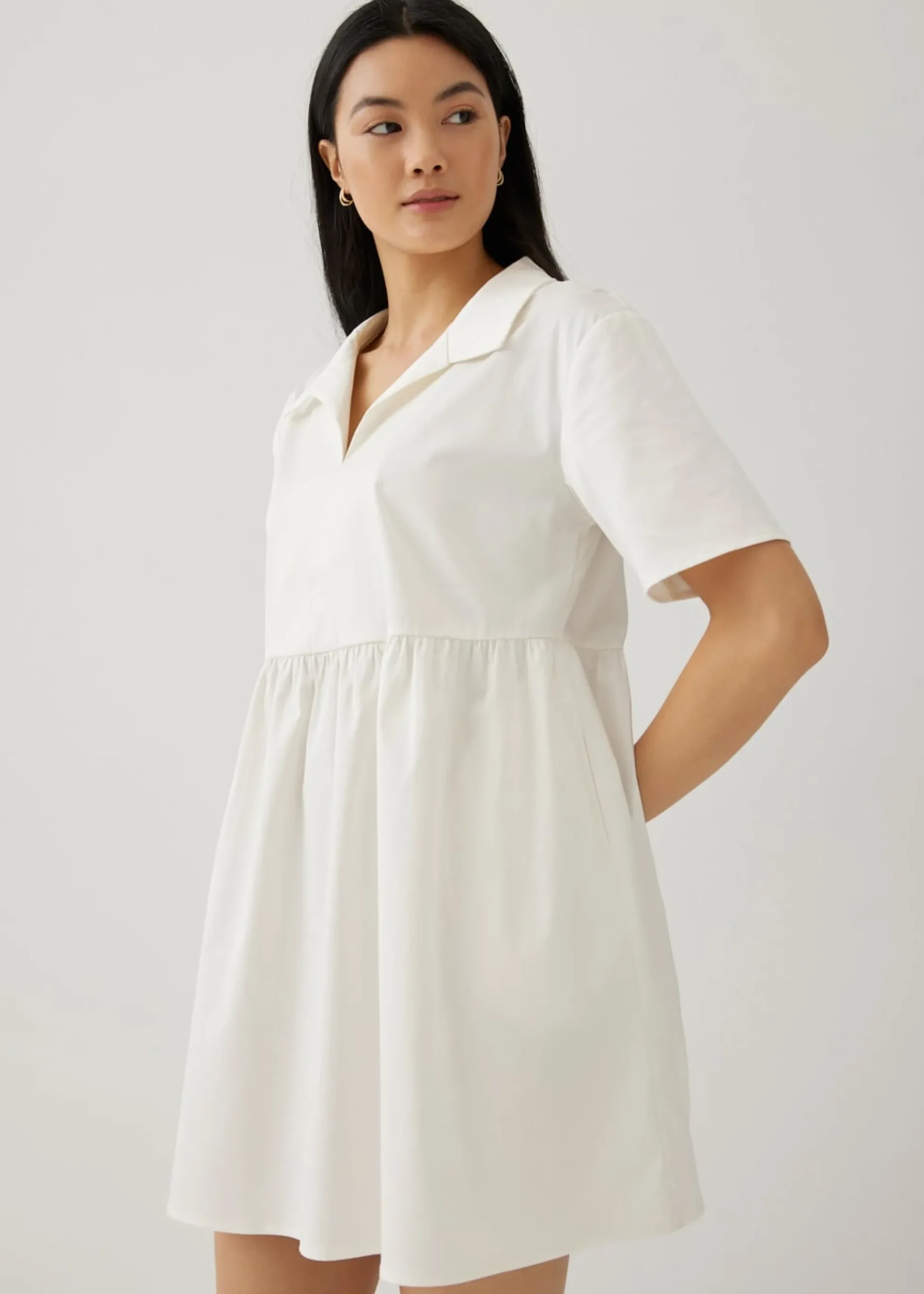 Heather Cotton Babydoll Shirt Dress