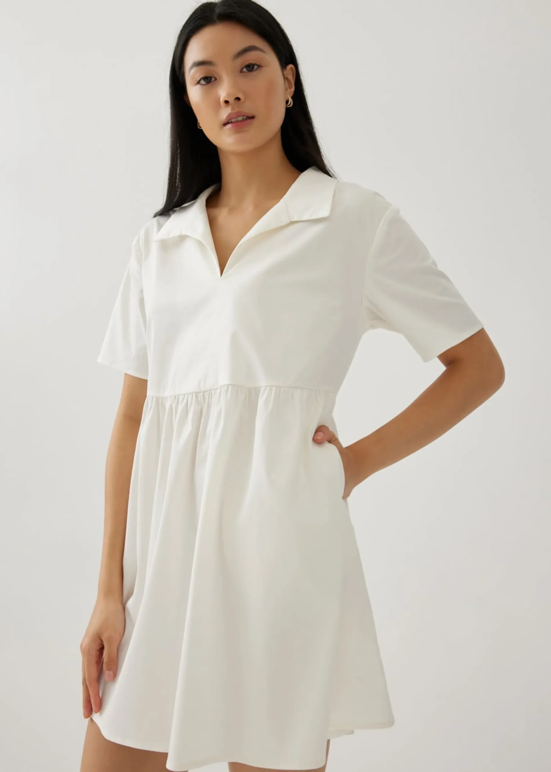 Heather Cotton Babydoll Shirt Dress