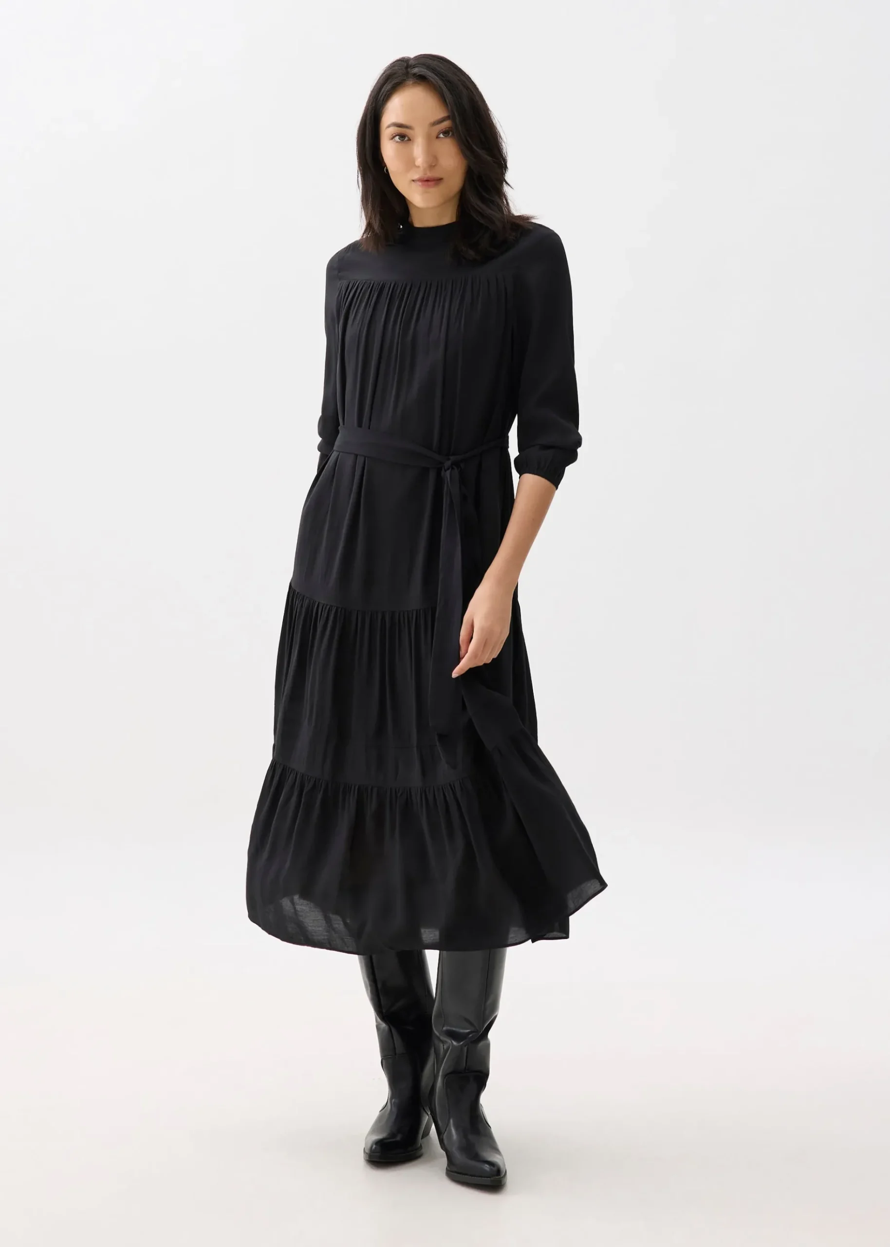 High Neck Fit & Flare Midaxi Dress