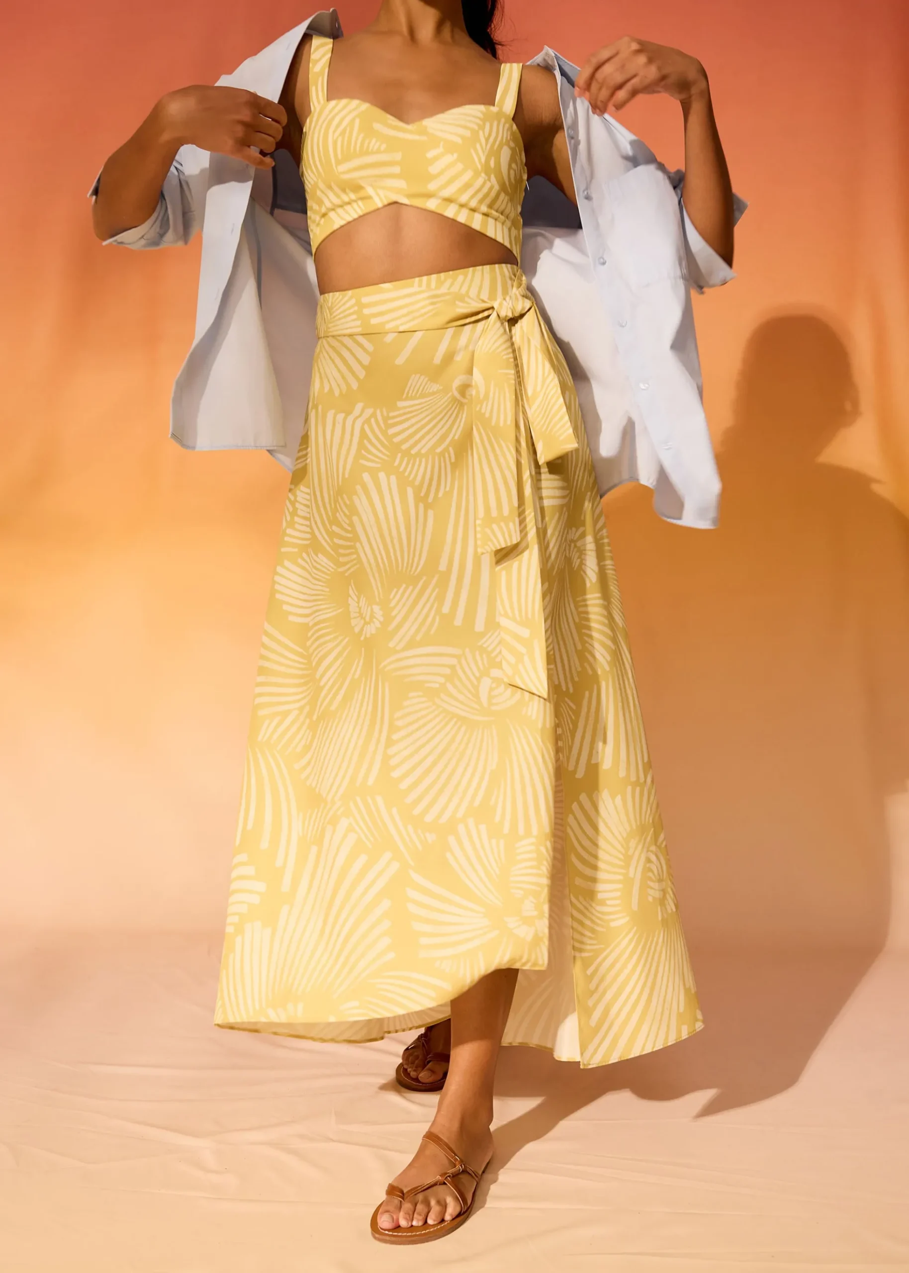 High Waist A-line Wrap Skirt in Kekana