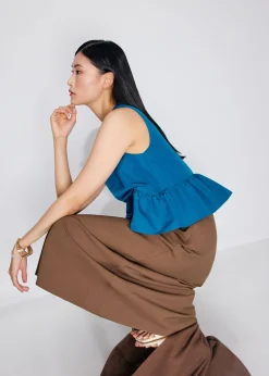 High Waist Bias Cut Midaxi Skirt