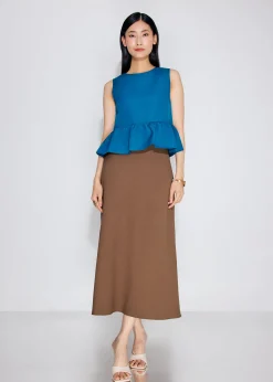 High Waist Bias Cut Midaxi Skirt