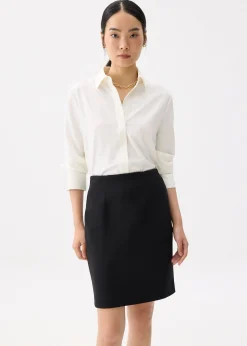 High Waist Column Mini Skirt