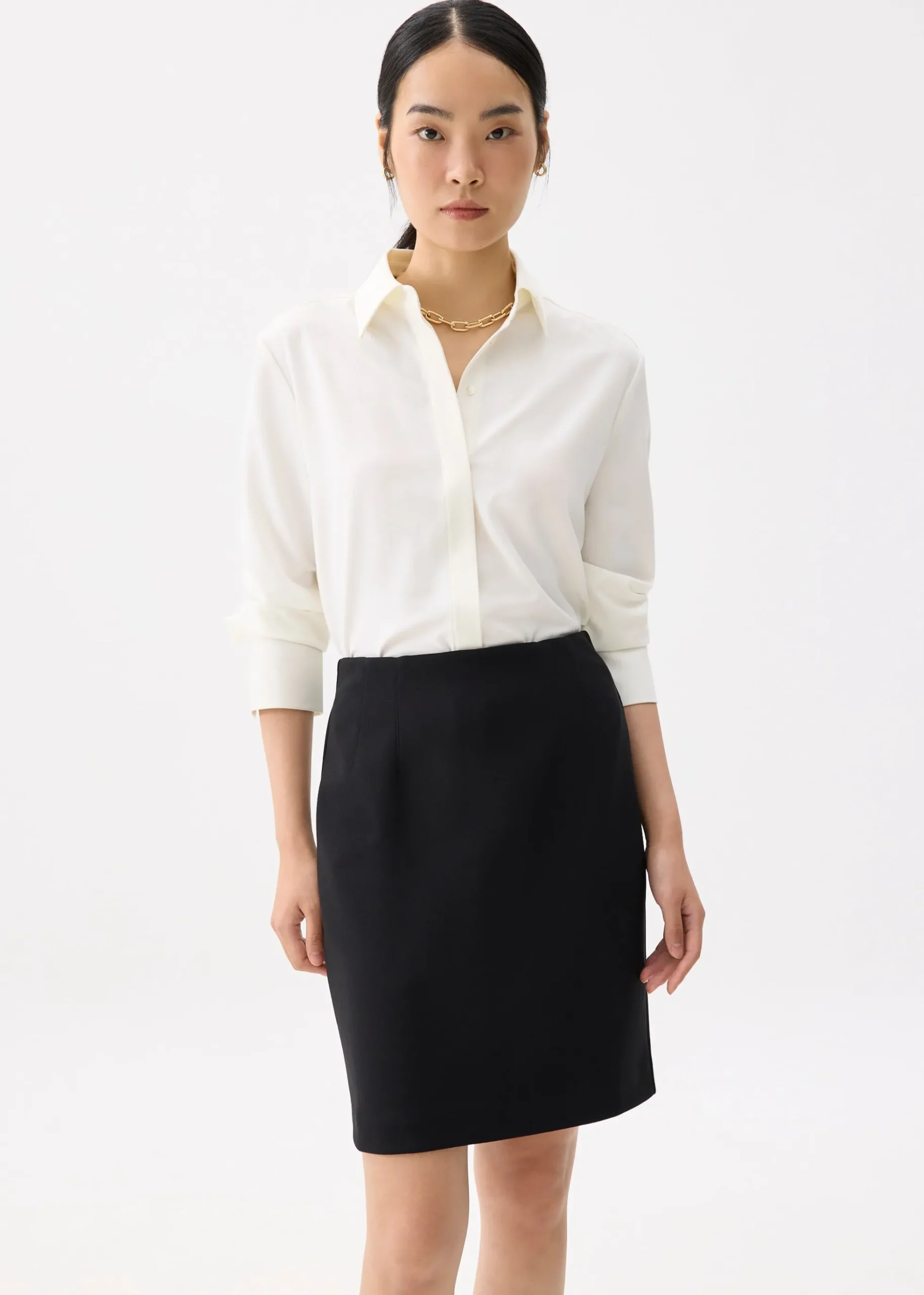 High Waist Column Mini Skirt